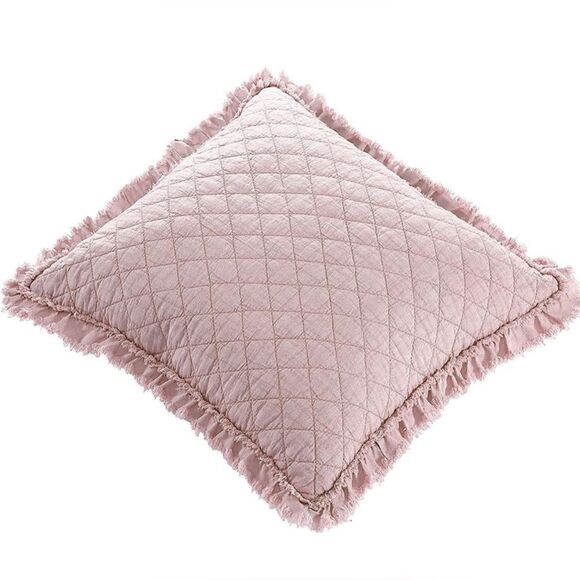Brielle Home Ravi Stone Washed Quilted Decorative Throw Pillow, 18"x18", Blush - Picture 2 of 6